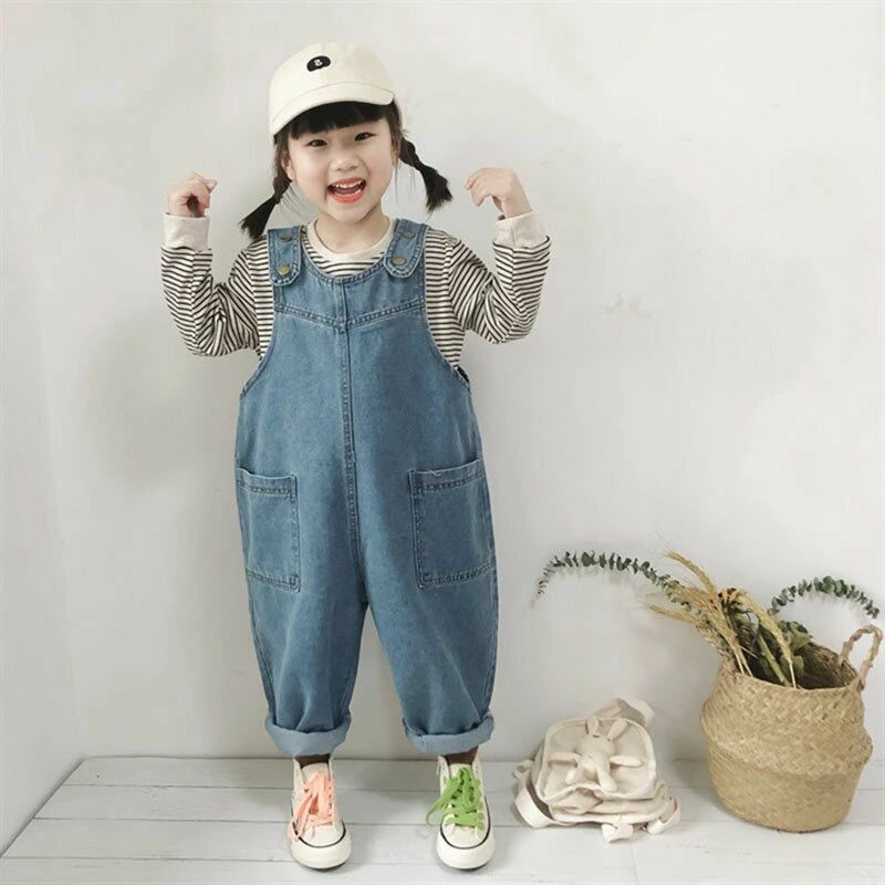 キッズ オーバーオール サロペット デニム ワイドパンツ イージーパンツ バギーパ...