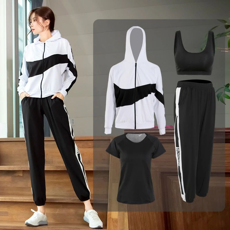 メーカー希望小売価格はメーカーカタログに基づいて掲載しています【商品説明】●セット内容：4点セット（スポーツブラ+Tシャツ+パーカー+ロングパンツ）●素材：ポリエステル、ポリウレタン。●うれしい吸汗速乾。汗を素早く吸収して、外へ逃がすのでいつも快適に過ごせます。●抜群の伸縮性とフィット感で、長く履き続けても膝が出る事もなく、毛玉も出来にくくなっています。●ヨガ、ランニング、トレッキング、ストレッチ、ジム、スポーツ全般に使えます。 【サイズ詳細】【M】身長155-160cm、体重40-50kg、バスト78-83cm、ウエスト63-68cm【L】身長160-165cm、体重50-60kg、バスト83-88cm、ウエスト68-73cm【XL】身長165-170cm、体重60-68kg、バスト88-95cm、ウエスト73-80cm【2XL】身長170-175cm、体重68-75kg、バスト95-102cm、ウエスト80-85cm【3XL】身長172-178cm、体重75-80kg、バスト102-108cm、ウエスト85-90cm【ご注意】※表示サイズより多少の誤差(約1-3cm)が生じる場合がございます。※PC、環境/光の具合等により、色のイメージが画像と若干異なる場合がございます。※製造上、細かな汚れやシワ糸のほつれが発生する場合がございます。メーカー希望小売価格はメーカーカタログに基づいて掲載しています【商品説明】●セット内容：4点セット（スポーツブラ+Tシャツ+パーカー+ロングパンツ）●素材：ポリエステル、ポリウレタン。●うれしい吸汗速乾。汗を素早く吸収して、外へ逃がすのでいつも快適に過ごせます。●抜群の伸縮性とフィット感で、長く履き続けても膝が出る事もなく、毛玉も出来にくくなっています。●ヨガ、ランニング、トレッキング、ストレッチ、ジム、スポーツ全般に使えます。 【サイズ詳細】【M】身長155-160cm、体重40-50kg、バスト78-83cm、ウエスト63-68cm【L】身長160-165cm、体重50-60kg、バスト83-88cm、ウエスト68-73cm【XL】身長165-170cm、体重60-68kg、バスト88-95cm、ウエスト73-80cm【2XL】身長170-175cm、体重68-75kg、バスト95-102cm、ウエスト80-85cm【3XL】身長172-178cm、体重75-80kg、バスト102-108cm、ウエスト85-90cm【ご注意】※表示サイズより多少の誤差(約1-3cm)が生じる場合がございます。※PC、環境/光の具合等により、色のイメージが画像と若干異なる場合がございます。※製造上、細かな汚れやシワ糸のほつれが発生する場合がございます。