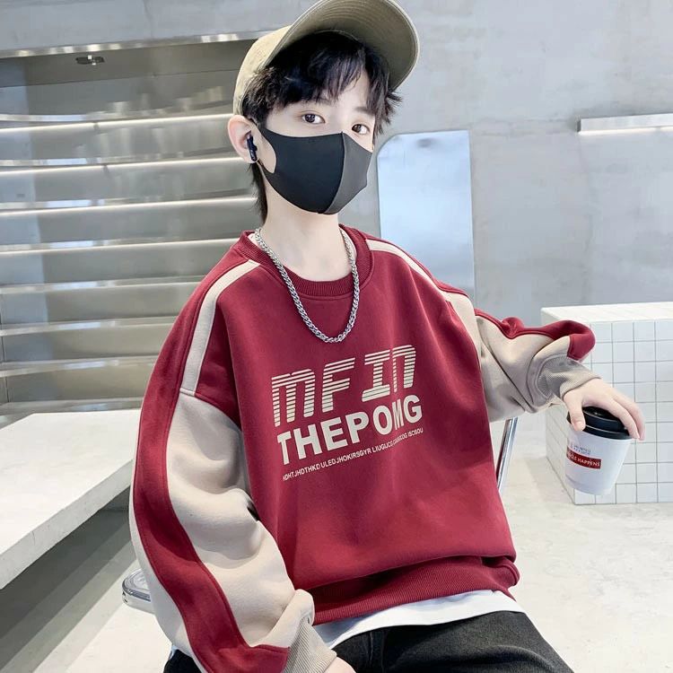 フィール08のプリント ボーイズ トップス 子供服 プルオーバー 春秋冬 ビックシルエット おしゃれ 男の子 長袖 丸首 カジュアル 普段着 通学着 運動着 トレーナー パーカー 旅行 心地良い｜アングル2