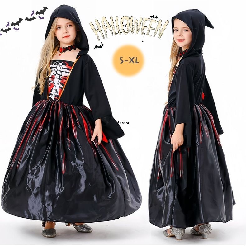 Rakuten - 悪魔 女の子 コスプレ ウィッチ 衣装 長袖 魔法使い イベント コスプレ 仮装 ハロウィン コスチューム halloween こども お姫様 デビル 文化祭 ハロウィン衣装 魔女 巫女 ドレス 万聖節 帽子付き 魔法使い 子供 ハロウイン ワンピース コスチューム 小悪魔