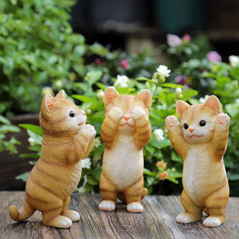 お庭 アニマル 防水 雑貨 お中元 出窓 屋外 ギフト ラビ樹脂 猫 飾り 部屋 インテリアお盆 置物 ガーデンオーナメント 階段 春日のかわいい風 童話シリーズ 玄関 ラビット 3個セット ねこ プレゼント 耐久 ガーデン ガーデニング