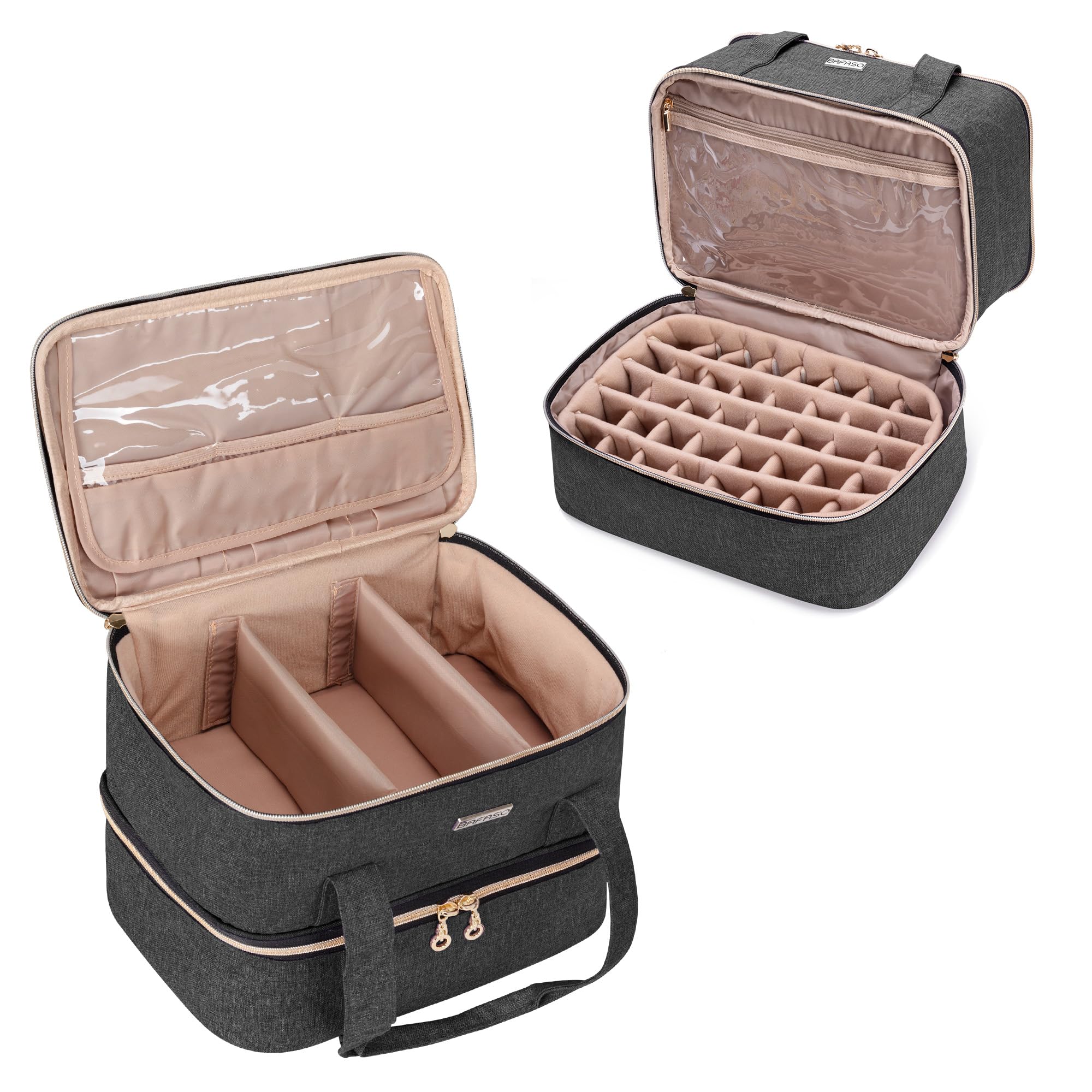 Makeup Boxes - 持ち運び ネイルライト ネイル道具 収納 40ボトル用 黒 15ml マニキュアケース
