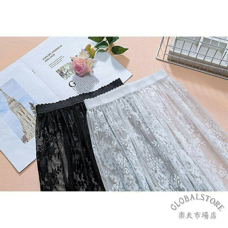 FEEL FEELのレース ペチパンツ ロング レディース ペチコート パンツ 裾レース スカラップレース 裾 見せ レイヤード用 ウエストゴム インナーパンツ 重ね着用｜アングル2