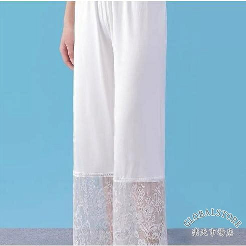 FEEL FEELのレース ペチパンツ ロング レディース ペチコート パンツ 裾レース スカラップレース 裾 見せ レイヤード用 ウエストゴム インナーパンツ 重ね着用｜アングル3