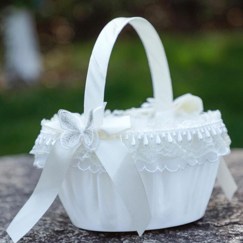 ウェディング フラワー バスケット 美しい 装飾 西洋 の 結婚式 花嫁 介添人 レー...