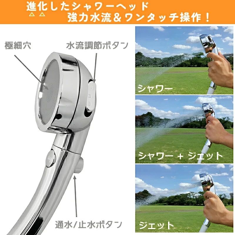 ポータブルシャワー 温水 電動シャワー 簡易シャワー お風呂 車 USB充電 アウトドアシャワー 2電源 feel5351-10079247 FEEL FEEL サンプル画像3