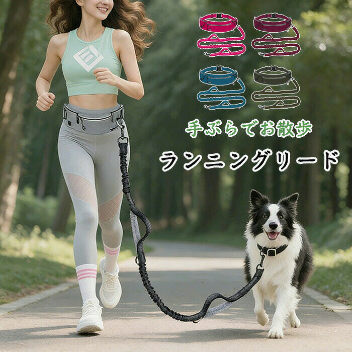 犬用 リード ウェストリード 伸縮 ランニングリード ウエストパック付き ペットボ...