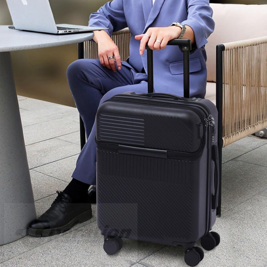 Carry Cases - ハード 40lおしゃれ 静音かわいい スーツケースsサイズmサイズフロントオープン機内持ち込みキャリーバッグ2泊3日軽量キャリー3泊4日拡張