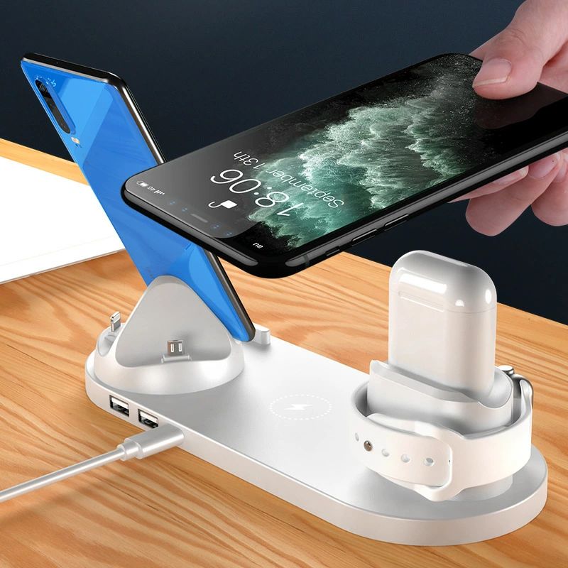 充電器 無線充電 Pro 無線 6in1 【送料無料】ワイヤレス充電器 HUAWEI 12 コンパクト Apple 父の日 10W Qi iPhone Airpods 簡単操作 ワイヤレス スマホ 多機種対応 iPhone11 13 置くだけ充電 pencil watch iPhone おしゃれ 急速 Samsung 2