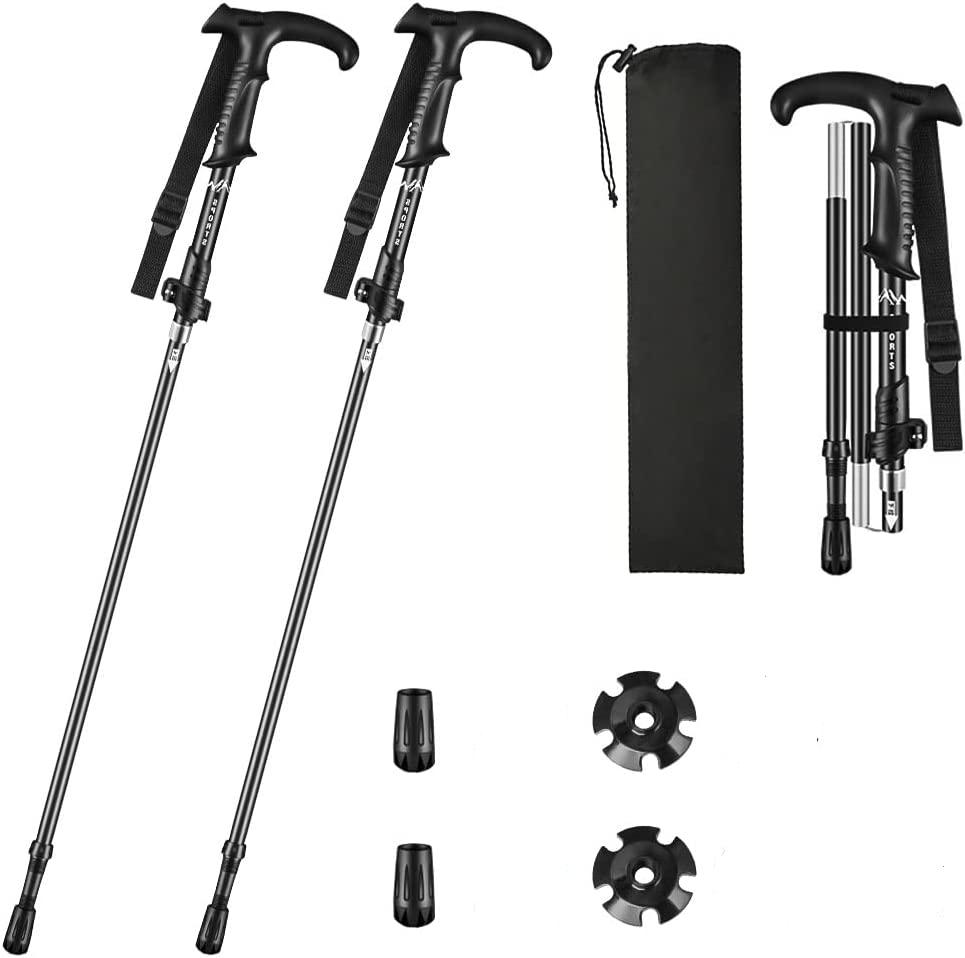 【軽量コンパクト・長さ調整ができる】収納サイズは38cm、使用サイズは110-130cmです。身長が160cmから185cmまで調整でき、アジア人の使用習慣に合っています。軽量313gで折りただみ式だから、携帯に便利です。材質：アルミ合金、EVA。 【6013アルミ素材・快適性と耐久性】軽量で頑丈なアルミ合金を採用。航空機の構造材や鉄道車両などの素材として使われます。耐用性に優れており、持ち運びにも最適です。EVA製のグリップは人体にフィットするように握りやすく、手触りが柔らかい。ポール本体の中に耐摩耗性のスプリングコイルで接続して、ゴムケーブル接続の類似品と比べて、優れた材料を使って、ポールの耐久性が保証できます。 ・【I字型ロングトレイル・T字型ハイキング】I字部分を握って、高い推進力を得ることができます。ちょっとハードなルートを予定していても大丈夫。T字部分を握って、気軽なハイキングの疲労軽減に。ちょっとした坂道も疲れず楽しめます。調節可能なストラップ付属していて、手に巻いて持つと安定感UPします。ポールを折りたたんで、ベルトで収納します。 【レバーロック式・腰痛防止にも効果を発揮】短時間で組み立て可能です。レバーロック式で1秒だけお好みな長さを精確に調整できます。軽さ、コンパクトさ、使用感、見た目、すべて最高です。登山ポールは左右対称なので歩きやすい。ポールを使って快適フイットネスウォーキング。ポ一ルを使用して歩くことで正しい姿勢を維持しながら歩くことができます。【軽量コンパクト・長さ調整ができる】収納サイズは38cm、使用サイズは110-130cmです。身長が160cmから185cmまで調整でき、アジア人の使用習慣に合っています。軽量313gで折りただみ式だから、携帯に便利です。材質：アルミ合金、EVA。 【6013アルミ素材・快適性と耐久性】軽量で頑丈なアルミ合金を採用。航空機の構造材や鉄道車両などの素材として使われます。耐用性に優れており、持ち運びにも最適です。EVA製のグリップは人体にフィットするように握りやすく、手触りが柔らかい。ポール本体の中に耐摩耗性のスプリングコイルで接続して、ゴムケーブル接続の類似品と比べて、優れた材料を使って、ポールの耐久性が保証できます。 ・【I字型ロングトレイル・T字型ハイキング】I字部分を握って、高い推進力を得ることができます。ちょっとハードなルートを予定していても大丈夫。T字部分を握って、気軽なハイキングの疲労軽減に。ちょっとした坂道も疲れず楽しめます。調節可能なストラップ付属していて、手に巻いて持つと安定感UPします。ポールを折りたたんで、ベルトで収納します。 【レバーロック式・腰痛防止にも効果を発揮】短時間で組み立て可能です。レバーロック式で1秒だけお好みな長さを精確に調整できます。軽さ、コンパクトさ、使用感、見た目、すべて最高です。登山ポールは左右対称なので歩きやすい。ポールを使って快適フイットネスウォーキング。ポ一ルを使用して歩くことで正しい姿勢を維持しながら歩くことができます。