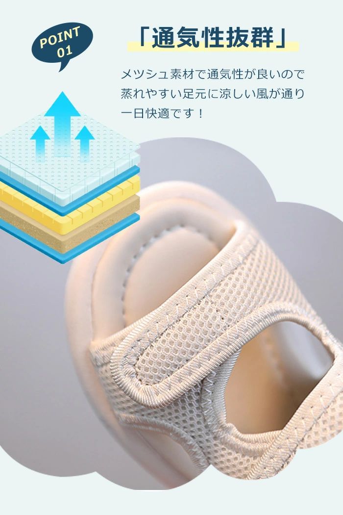 キッズサンダル サンダル ベビーサンダル 子供靴 子供用 キッズシューズ メッシュ ...