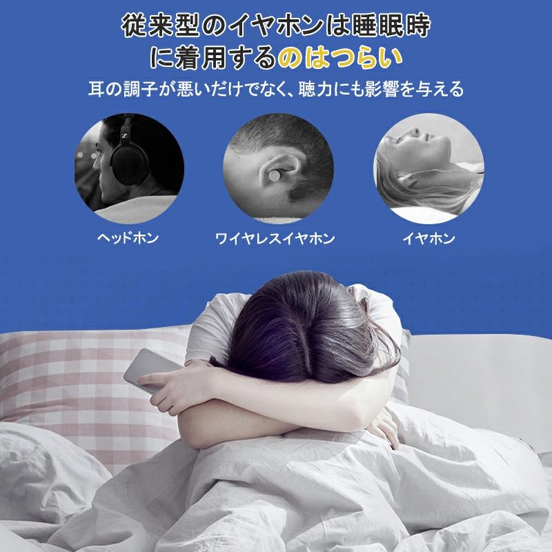 スリープ プレーヤー スピーカー イヤホン 骨伝導 睡眠 タイミング自動シャットダウン 枕 無線 音楽 ステレオ スピーカー Bluetooth ワイヤレス 低ノイズUSB充電 音楽再生 非接触 feel5351-10028377 FEEL FEEL サンプル画像3