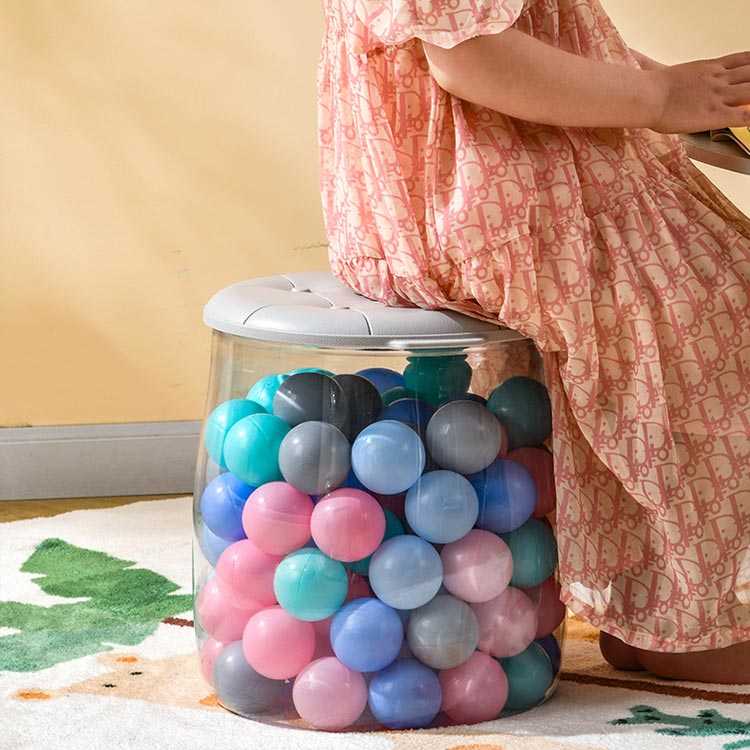ぬいぐるみ収納 ぬいぐるみ収納ボックス 収納ケース クリア DIY ぬいぐるみ 足置き ほこり防止 蓋付き 踏み台 収納 筒 収納ボックス ストレージチェア 大容量 椅子 透明 収納スツール 展示ボックス 収納チューブ 防塵 [3]