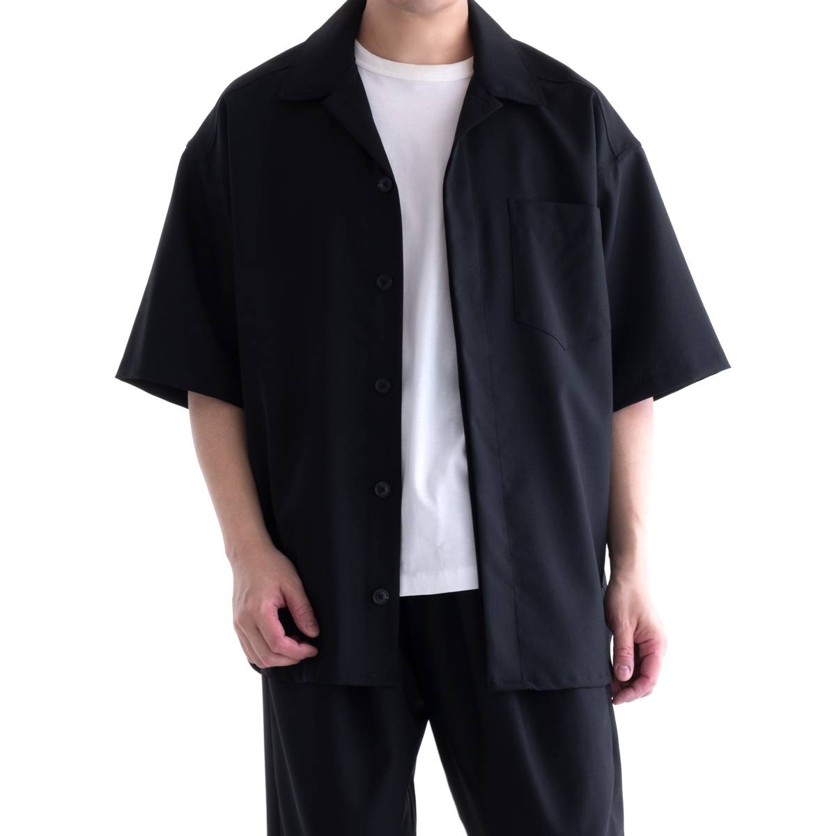 lownn Minimal Shirt Short Sleeves (Black Plain) SS23-MSSHORTSB  ӥå...