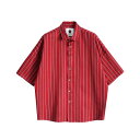 SHAREEF STRIPE S/S SHIRTS (3色) 23533009 シャリーフ ストライプ 半袖シャツ 半袖 シャツ ビッグシャツ ビッグシルエット 配色 トップス ユニセックス メンズ 日本製 送料無料