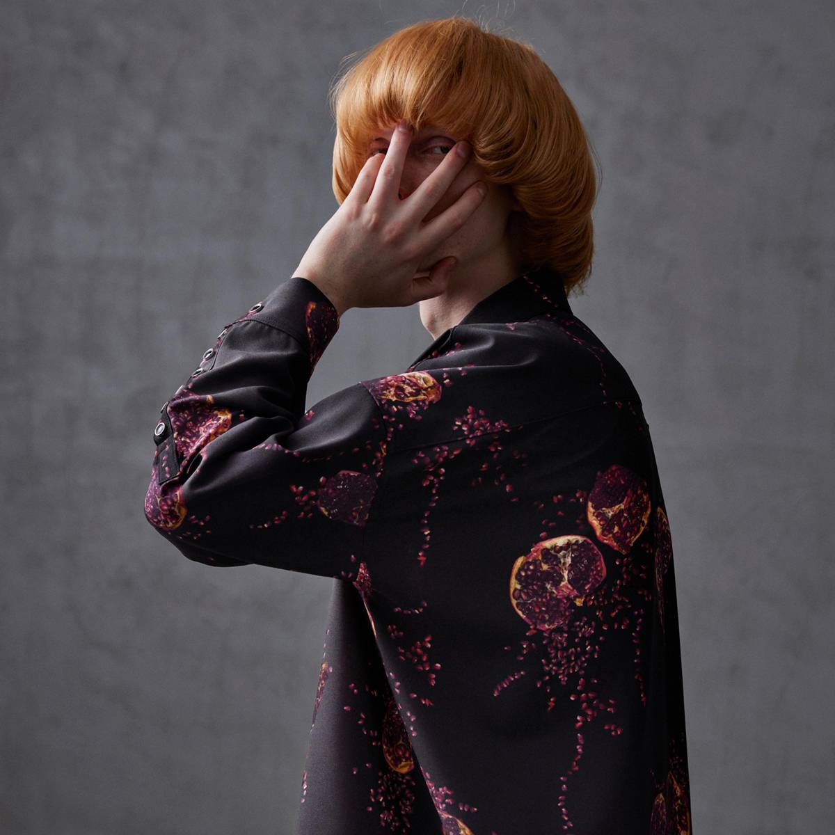 SHAREEF ZAKURO PATTERN L/S SHIRT (2色) 23713040 シャリーフ ザクロ ざくろ 柄シャツ ビッグシャツ ビッグシルエット ドライタッチ シャツ トップス ユニセックス 日本製 送料無料のサムネイル