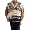 JOHN MASON SMITH 3G OVERSIZED CANADIAN SWEATER VEST (2色) 23WKN-#917S ジョンメイソンスミス Vネック ニットベスト ニット ベスト ウール ドッキング ユニセックス 日本製 送料無料