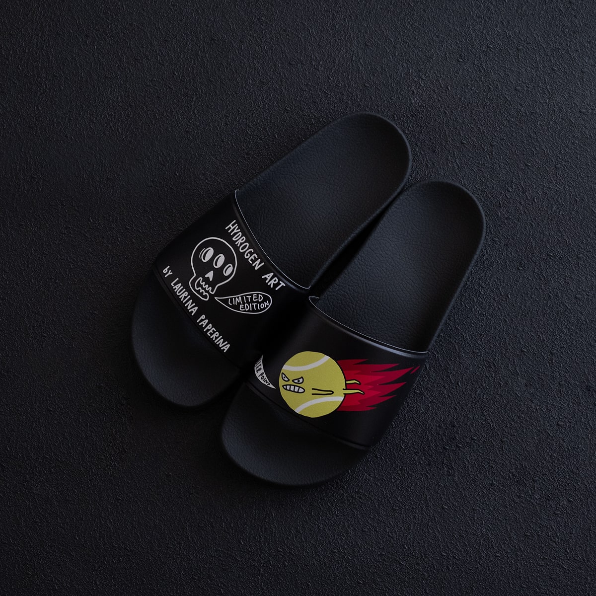 HYDROGEN × LAURINA PAPERINA KILLER POINT SLIPPERS (BLACK) 210-81082002 ハイドロゲン キラーポイント スリッパ シャワーサンダル サンダル コラボ イタリア メンズ 送料無料