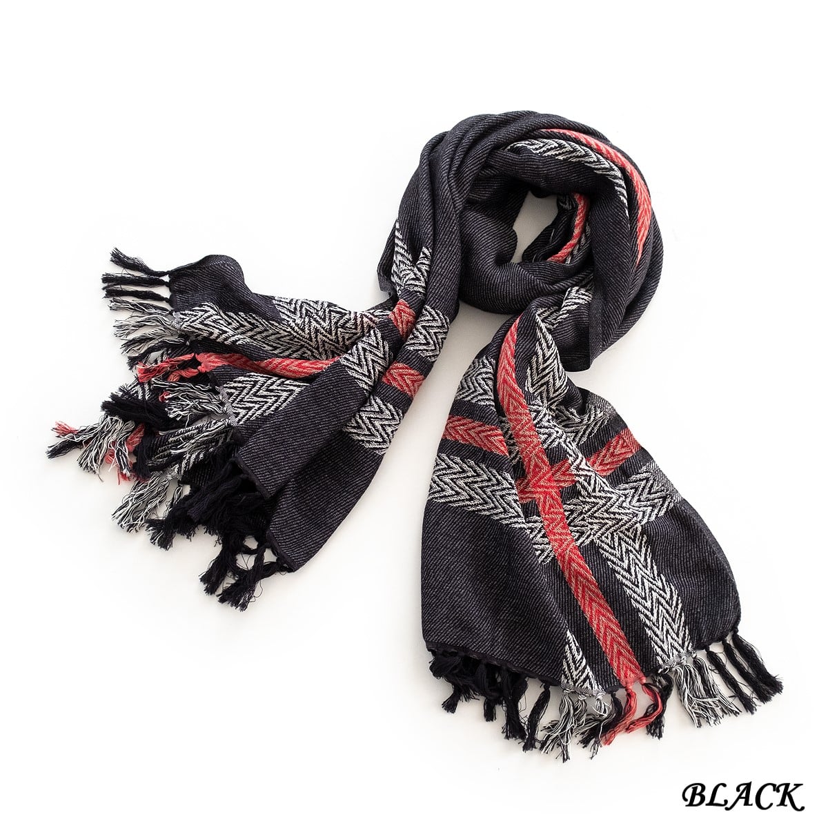 Iroquois HERRINGBONE JQ STOLE (2色 BLACK/BEIGE) 880202 イロコイ 限定商品 ヘリンボーン ジャガード ストール レオパード 大判ストール マフラー 雑貨 インド メンズ 送料無料