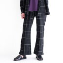 【SALE 30 OFF】 Iroquois T/R WINDOWPANE FLARE PT (BLACK) 479114 イロコイ ウインドウペン フレアパンツ フレア パンツ セットアップ チェック 日本製 メンズ 送料無料