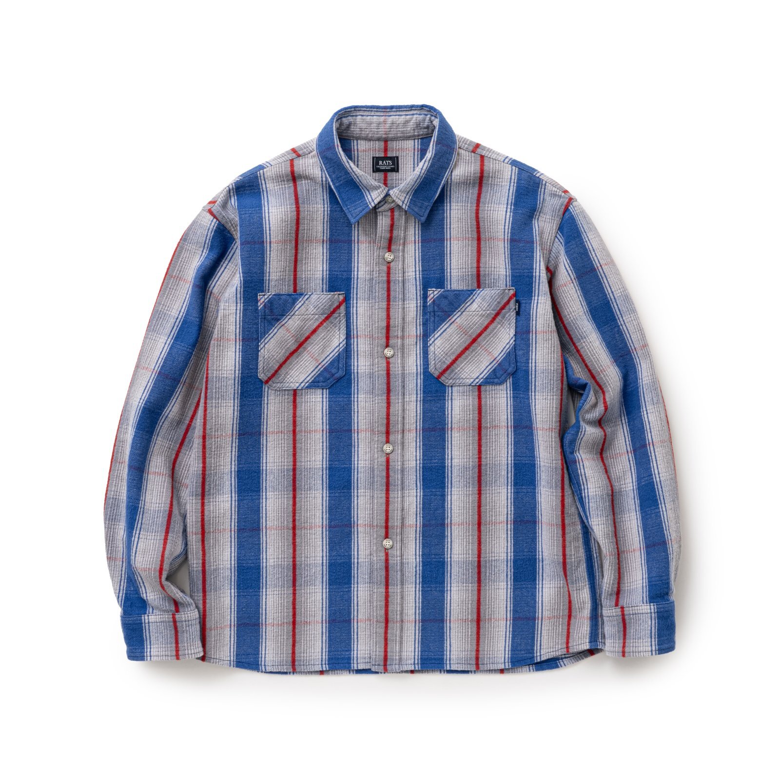 Rakuten - RATS/COTTON FLANNELL CHECK SHIRT GRAYxBLUE