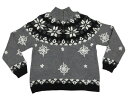 【中古】 SO FORTH ハーフジップ 雪柄 アクリル×ウール ニットセーター グレー×チャコール×白×黒 【サイズ:Women's M】【古着屋mellow...