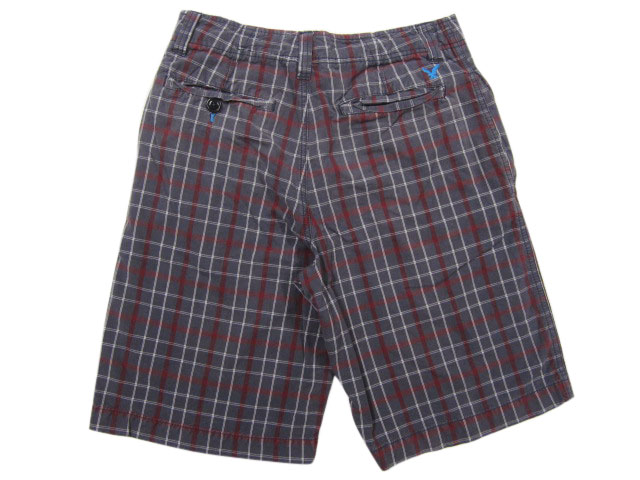 【中古】 AMERICAN EAGLE/アメリカンイーグル USED加工 チェック柄 ショートパンツ チャコールグレー×エンジ×白 【W30】【ショーツ】【膝丈】【アメブラ】【アウトドアスタイル/OUTDOOR】【野外フェス】【古着屋mellow楽天市場店】