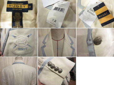 【新品】レディース おおきめサイズ Ralph Lauren Rugby/ラルフローレンラグビー カシミア ウール ブレザー 白 テーラードジャケット【SIZE:12】【古着屋mellow楽天市場店】