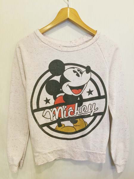 【50%OFF クーポン】【中古】レディース Disney Mickey Mouse/ディズニー ミッキーマウス プリント スウェットシャツ 白【SIZE：XS】【古着屋mellow楽天市場店】