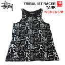 レディース STUSSY TRIBAL IST RACER TANK/ステューシー トライバル　総柄 タンクトップ 黒【サイズ：レディース XS.S.M】【新品】アメリカ製 【ノースリーブ】【古着屋mellow楽天市場店】