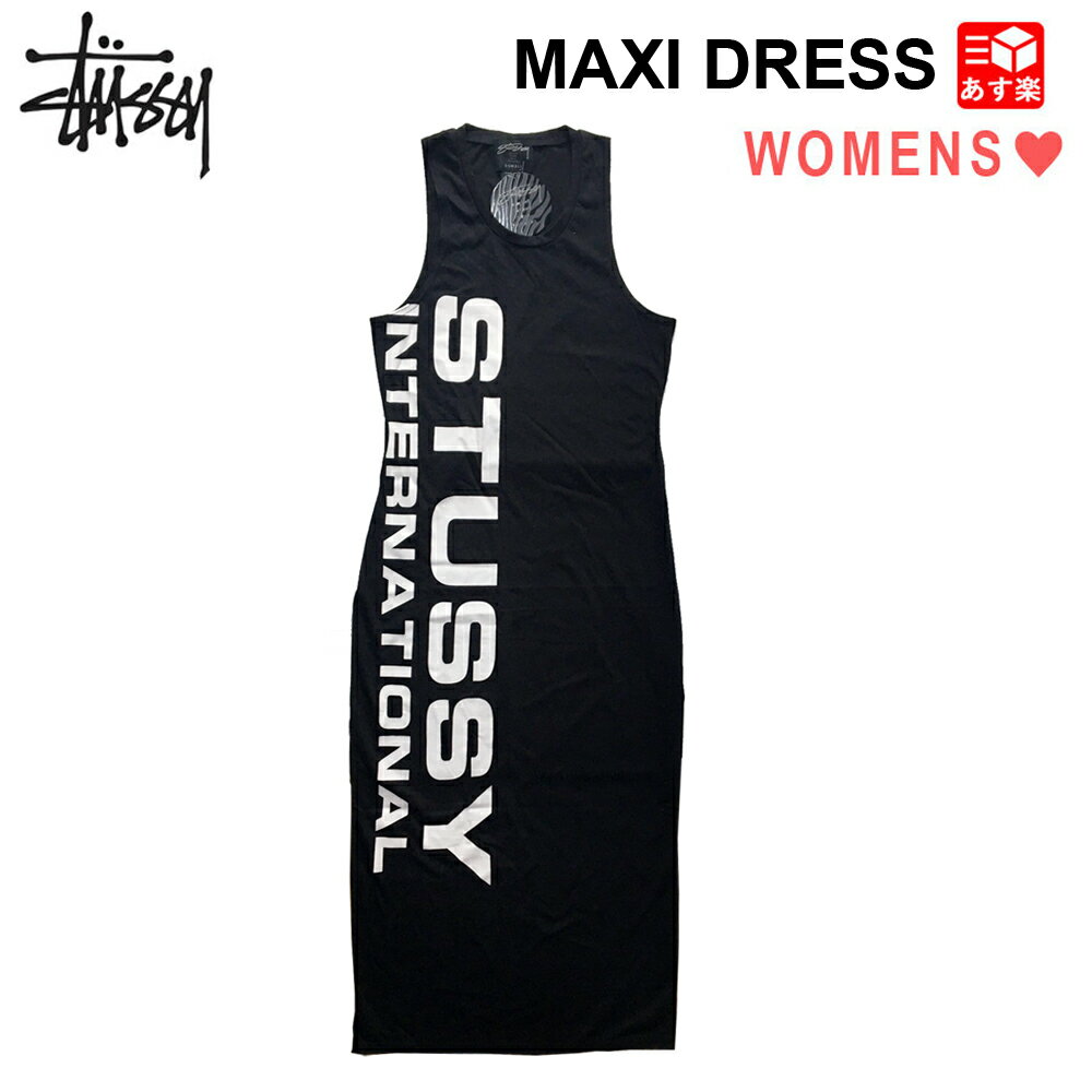 レディース STUSSY MAXI DRESS/ステューシー タイト タンクトップ ワンピース 黒【サイズ：レディース XS.S.M】【新品】【古着屋mellow楽天市場店】