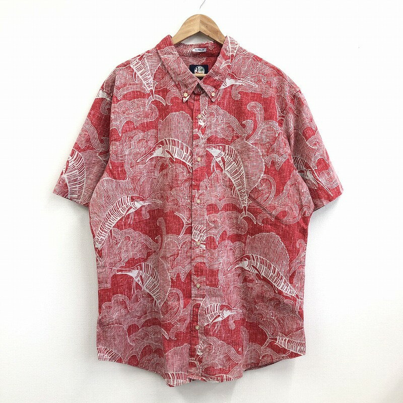 reyn spooner レインスプーナー アロハシャツ ボタンダウン 半袖 リバースプリント カジキマグロ 魚 サ..
