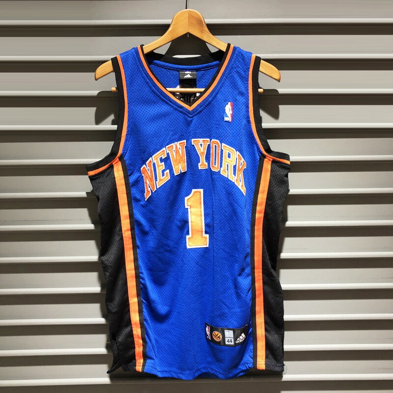 US古着 adidas アディダス NBA New York Knicks ニューヨーク・ニックス メッシュ バスケタンク ジャージ バスケットボール タンクトップ サイズ：44 ブルー×オレンジ×ブラック #1 Stoudemire【中古】