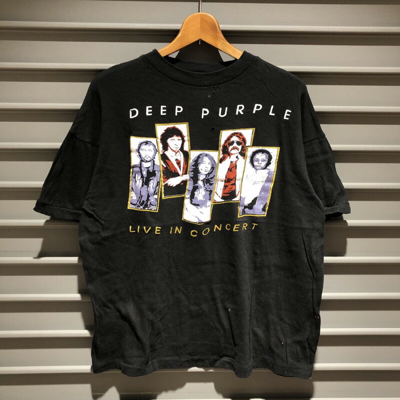 パキ綿 Deep Purple ディープ・パープル "LIVE IN CONCERT"プリント バンド Tシャツ 半袖 バンT サイズ：L ブラック vintage ヴィンテージ FANTASY A&G INC.【中古】