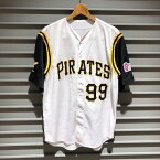 MLB Pittsburgh Pirates ピッツバーグ・パイレーツ ベースボール シャツ 半袖 メジャーリーグ サイズ：メンズ L ホワイト×ブラック×イエロー #99 PRAVEEN【中古】