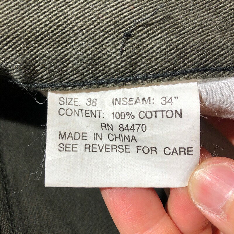 MACHINE GUN マシンガン デザイン バギー デニム パンツ テーパード 切り替え 刺繍 タック入り サイズ：W36 L32.5 ビッグサイズ オリーブ×レッド【中古】