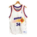 US古着 Champion チャンピオン NBA Phoenix Suns フェニックス・サンズ メッシュ バスケタンク ジャージ バスケットボール タンクトップ サイズ：40 ホワイト×パープル×オレンジ Made in U.S.A #34 BARKLEY【中古】