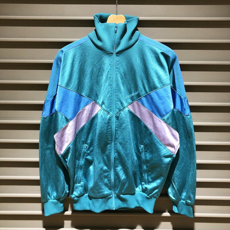 アディダス adidas ジャージ トラックジャケット ジップアップ サイズ:メンズ L ターコイズブルー×ライトブルー×ラベンダー【中古】