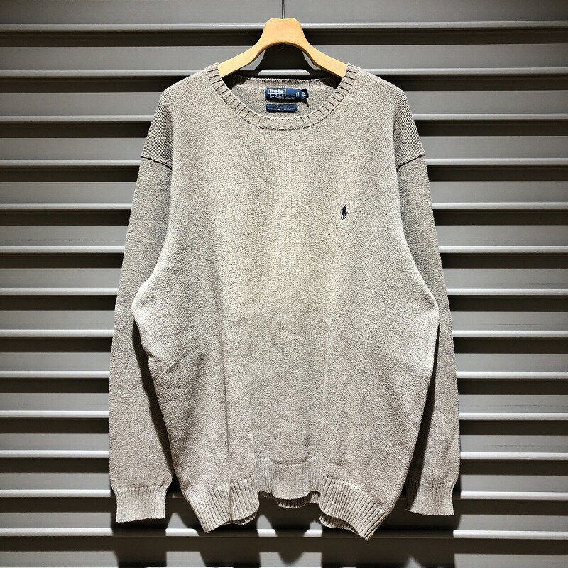 ポロ ラルフローレン Polo by Ralph Lauren クルーネック コットンニット セーター プルオーバー ワンポイント刺繍 サイズ:2XLT ビッグ...