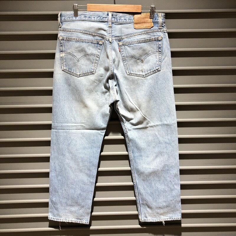 アメリカ製 リーバイス Levi's 501 デニム パンツ ストレート クラッシュデニム レングス短め サイズ：W36.5 L27.5 ビッグサイズ Made in U.S.A【中古】