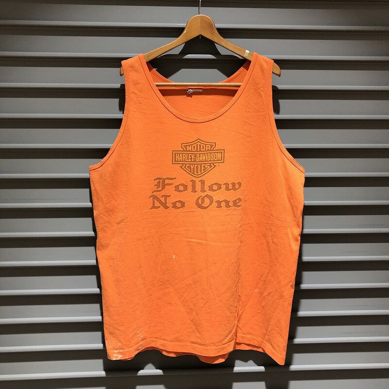 ハーレー ダビッドソン HARLEY-DAVIDSON 両面プリント タンクトップ サイズ:メンズ XL相当 オレンジ ゆうパケット対応【中古】