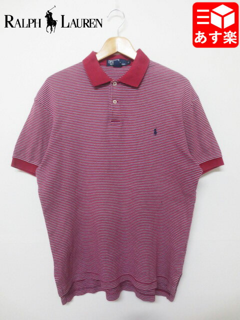 ポロ ラルフローレン/Polo by Ralph Lauren ポロシャツ 半袖 ボーダー柄 ワンポイント刺繍 サイズ:S エンジ×パープル×ホワイト【古着】 ...