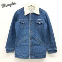 80's ラングラー Wrangler ランチコート WRANGE COAT デニム ボアジャケット インディゴ ボーイズサイズ 小さいサイズ フラッグ白タグ あす楽対応【中古】