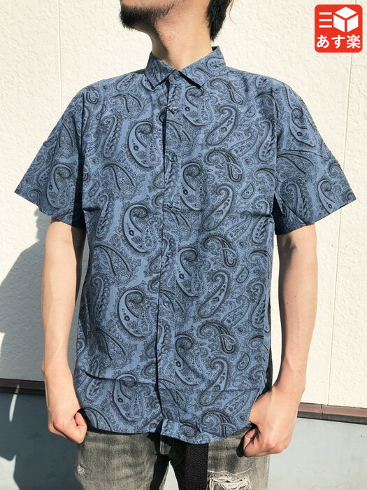 VERDO コットン シャツ 半袖 ペイズリー柄 サイズ:S, M, L, XL ブルーグレー【新品】 新品 mellow 【古着 mellow楽天市場店】