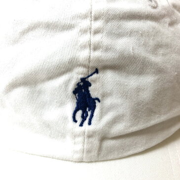 【50%オフ 5/7 12時まで】ポロ ラルフローレン/POLO RALPH LAUREN ワンポイント刺繍 ストラップバック コットンキャップ　サイズ：ONE SIZE ホワイト【新品】 新品 mellow ベースボールキャップ 帽子 アウトドア 【古着屋mellow楽天市場店】