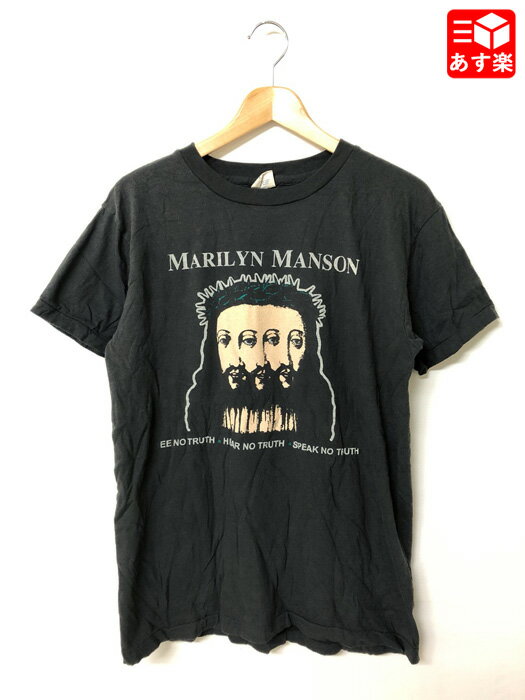 マリリン・マンソン Marilyn Manson "BELIEVE" 両面プリント バンド Tシャツ 半袖 サイズ：M　ブラック あす楽対応