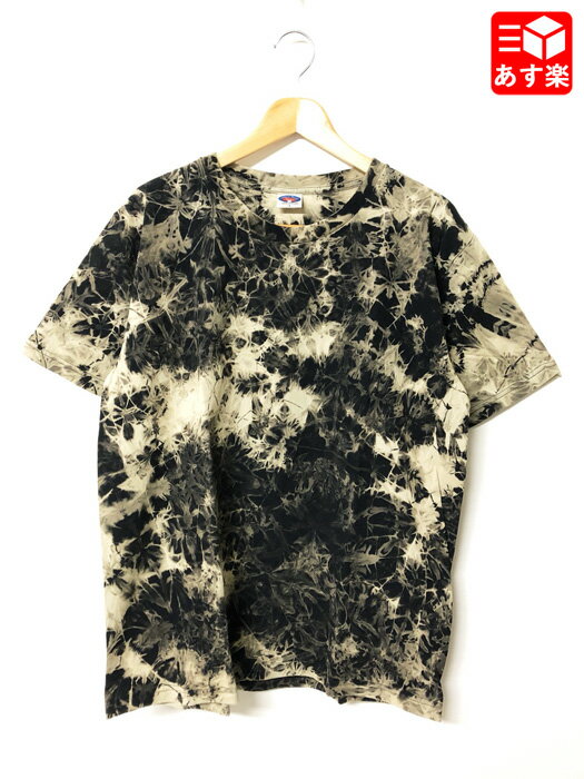 【ゆうパケット対応】ブリーチ加工 コットン Tシャツ 半袖 サイズ:L, XL ブラック×ベージュ系【新品】 新品 mellow 【古着屋mellow楽天市場店...