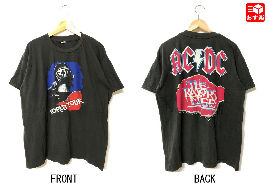 【ゆうパケット対応】エーシー ディーシー AC/DC The Razors Edge 両面プリント バンド Tシャツ 半袖 サイズ：M, L ブラック【新品】 新品 mellow 【あす楽対応】【古着屋mellow楽天市場店】