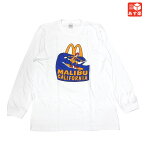 ★20%オフ クーポン 4/30 14時まで★【ゆうパケット対応】McDonald's "MALIBU CALIFORNIA" マクドナルド マリブ店限定 波乗りドナルド プリント ロンT　長袖 Tシャツ　サイズ：L, XL　ホワイト【新品】 新品 mellow 【あす楽対応】【古着屋mellow楽天市場店】