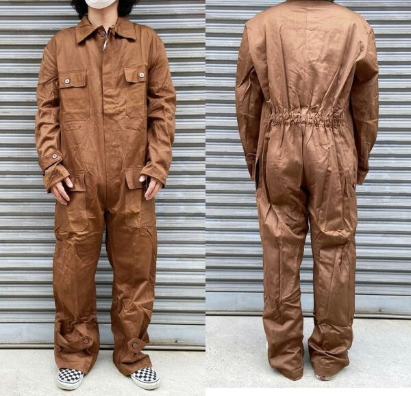 【Deadstock】Italian Prisoner ALL IN ONE イタリア プリズナー オールインワン ツナギ 無地　サイズ：50 ブラウン 【新古品】新古品 デッドストック mellow【あす楽対応】【古着 mellow楽天市場店】